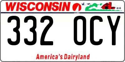 WI license plate 332OCY