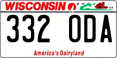WI license plate 332ODA