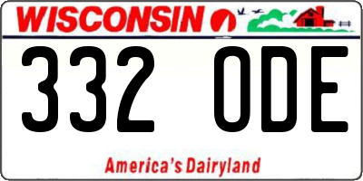 WI license plate 332ODE