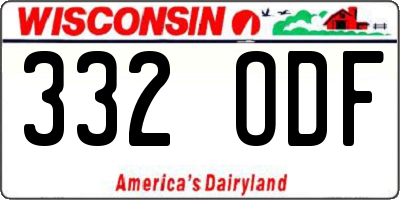 WI license plate 332ODF