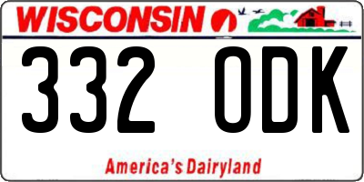 WI license plate 332ODK