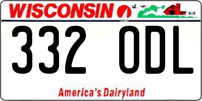 WI license plate 332ODL