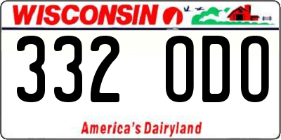 WI license plate 332ODO