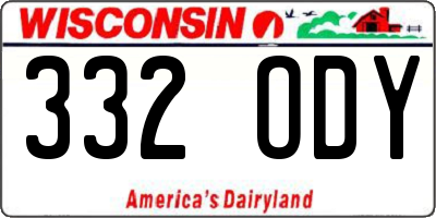 WI license plate 332ODY
