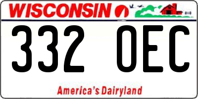 WI license plate 332OEC