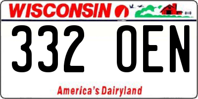 WI license plate 332OEN