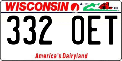 WI license plate 332OET