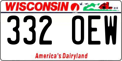 WI license plate 332OEW