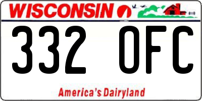 WI license plate 332OFC