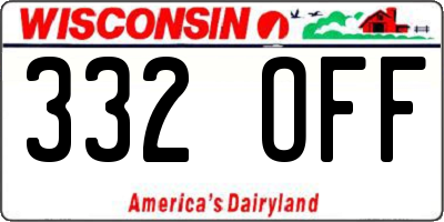 WI license plate 332OFF
