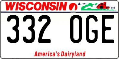 WI license plate 332OGE