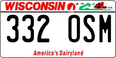 WI license plate 332OSM
