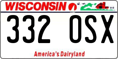 WI license plate 332OSX