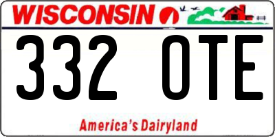 WI license plate 332OTE