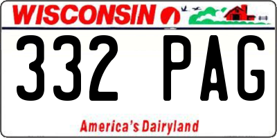 WI license plate 332PAG