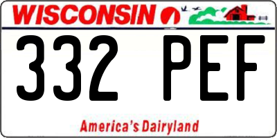 WI license plate 332PEF