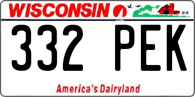 WI license plate 332PEK