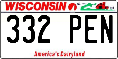 WI license plate 332PEN