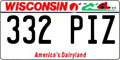 WI license plate 332PIZ