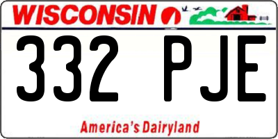 WI license plate 332PJE