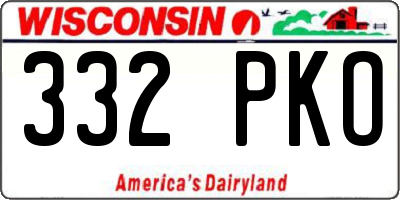 WI license plate 332PKO