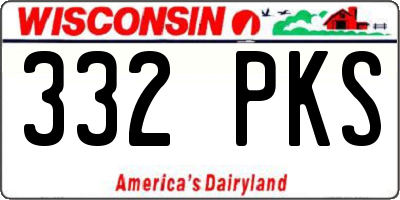 WI license plate 332PKS