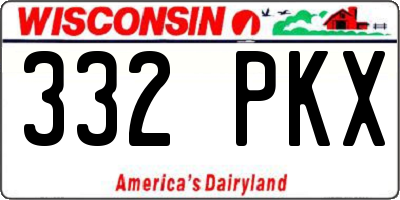 WI license plate 332PKX