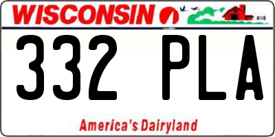 WI license plate 332PLA