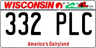 WI license plate 332PLC