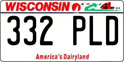 WI license plate 332PLD
