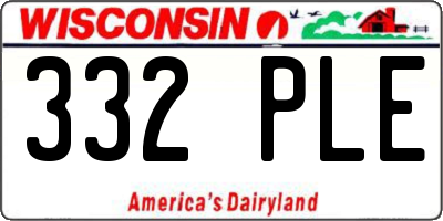 WI license plate 332PLE