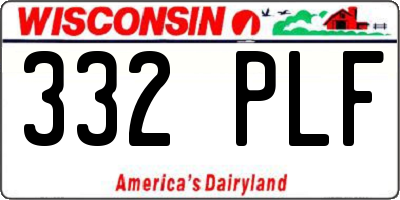 WI license plate 332PLF