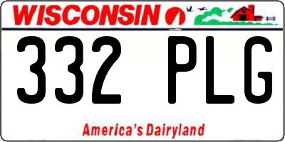 WI license plate 332PLG