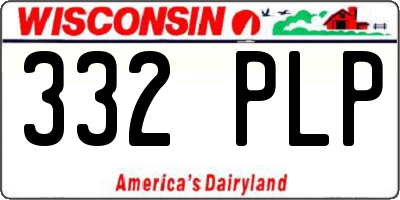 WI license plate 332PLP