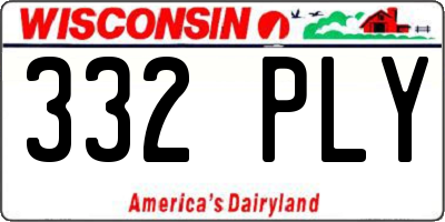 WI license plate 332PLY