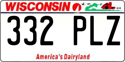 WI license plate 332PLZ