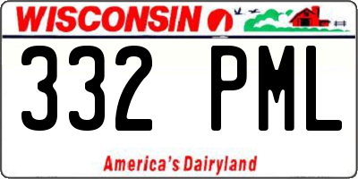 WI license plate 332PML