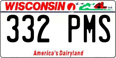 WI license plate 332PMS