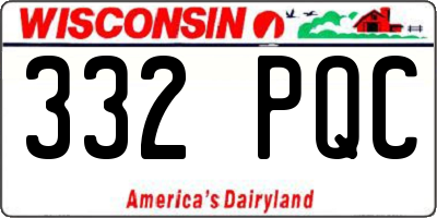 WI license plate 332PQC