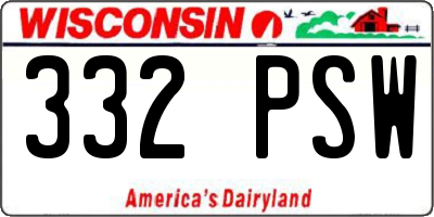 WI license plate 332PSW