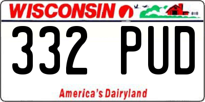 WI license plate 332PUD