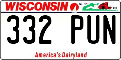WI license plate 332PUN