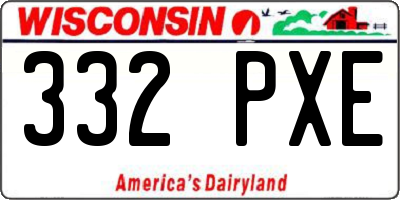 WI license plate 332PXE