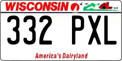 WI license plate 332PXL
