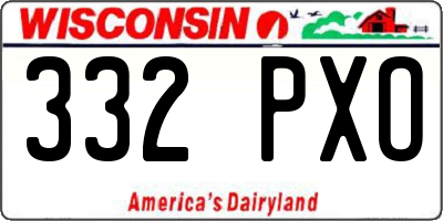 WI license plate 332PXO