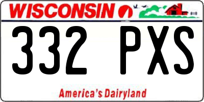 WI license plate 332PXS