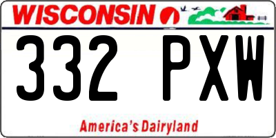 WI license plate 332PXW