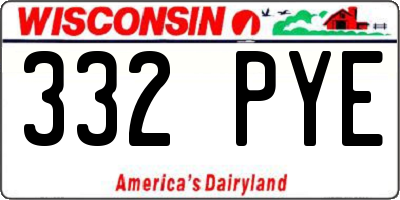 WI license plate 332PYE