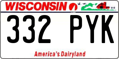 WI license plate 332PYK