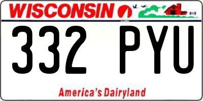 WI license plate 332PYU